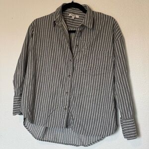 Madewell Gray & White Striped Button-Down Shirt